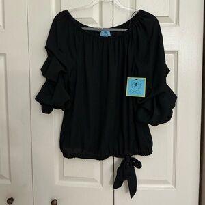 Black Ruffled Top by CeCe